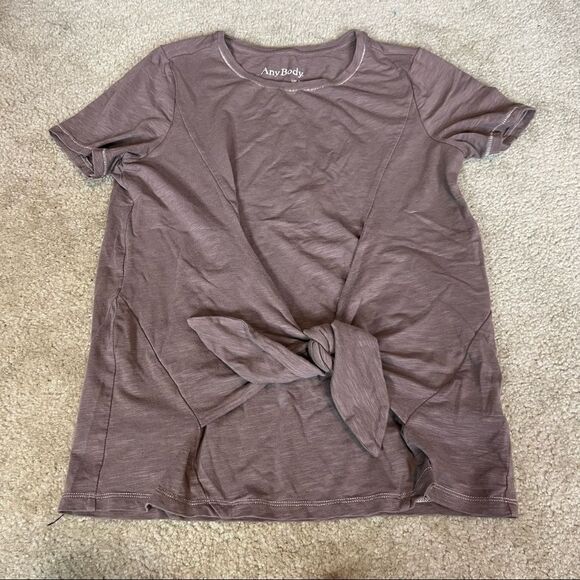 Any Body Oversized Tie front Tee Brown women's size XXS - Picture 5 of 10